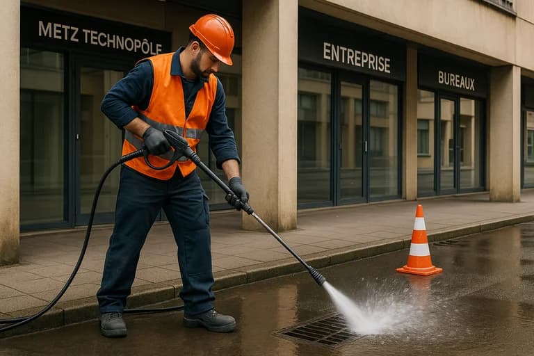 Débouchage canalisation haute pression (Commerce – Metz Technopôle)